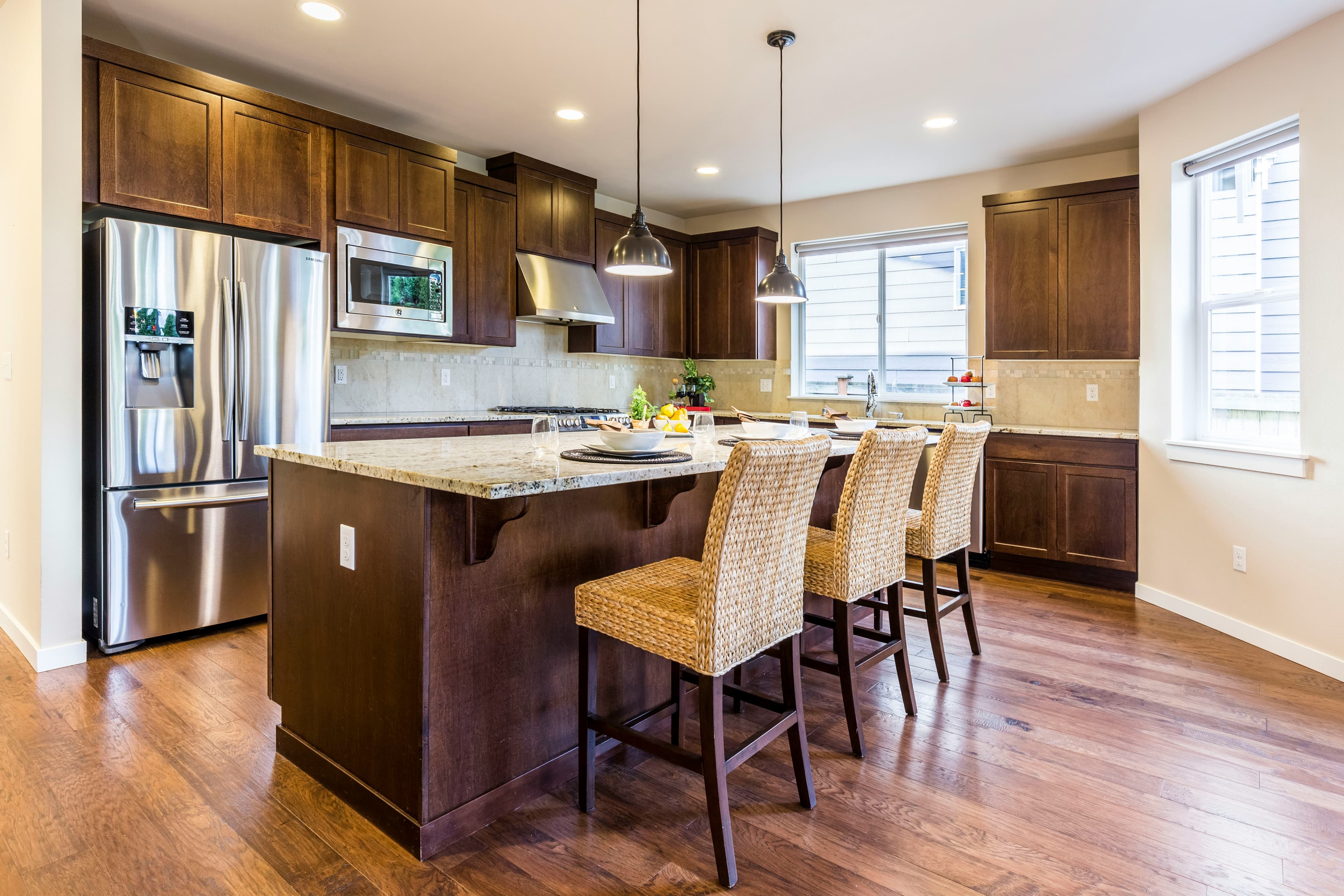Traditional kitchen with granite island